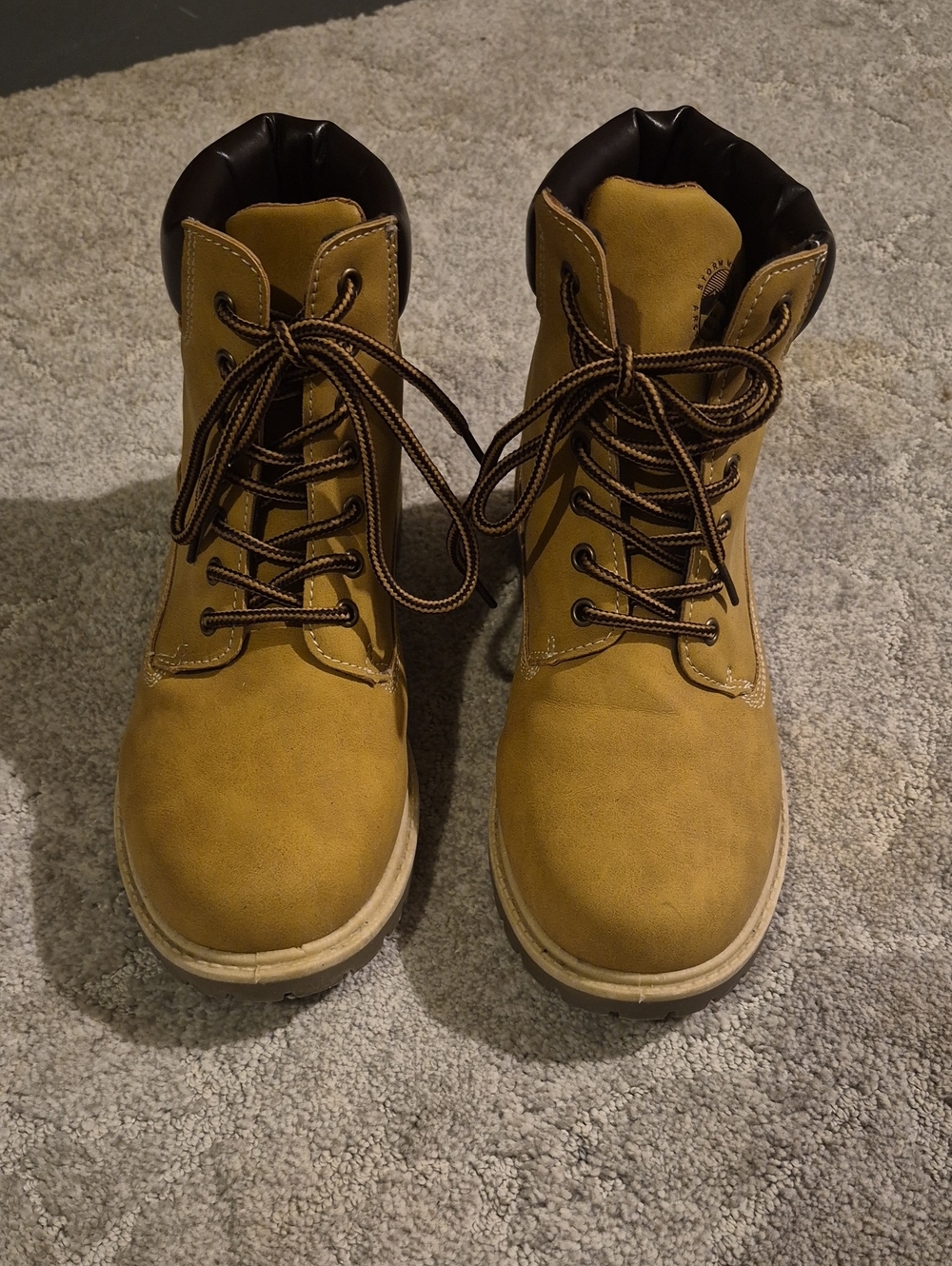Women’s Tan Lace-Up Ankle Booties with Padded Collar